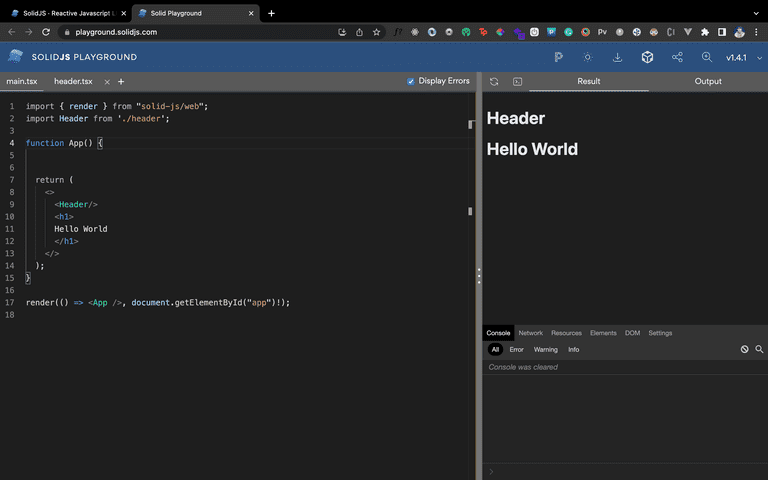 Header and HelloWorld