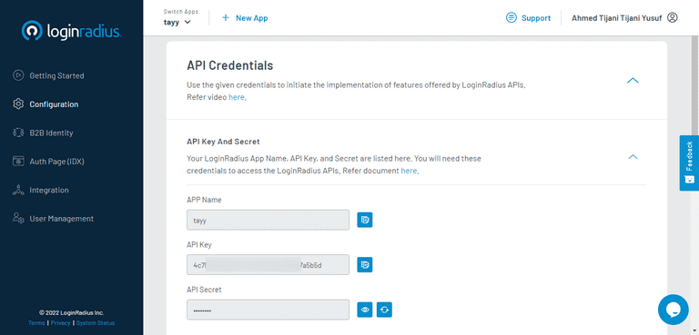 LoginRadius Configuration Tab