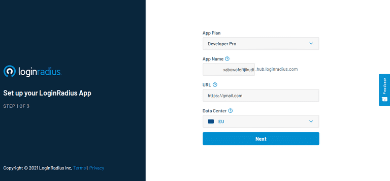 LoginRadius - Enter your app name