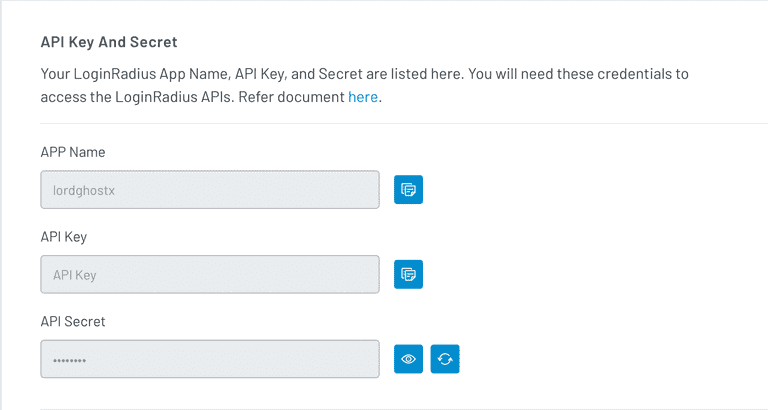 LoginRadius API credentials